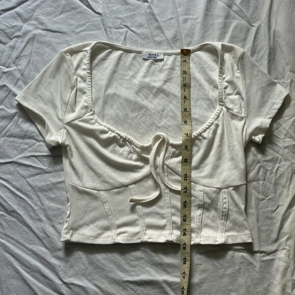 Ardene White Soft Ribbed Front-Tie Crop Top (Medium) - Picture 5 of 9